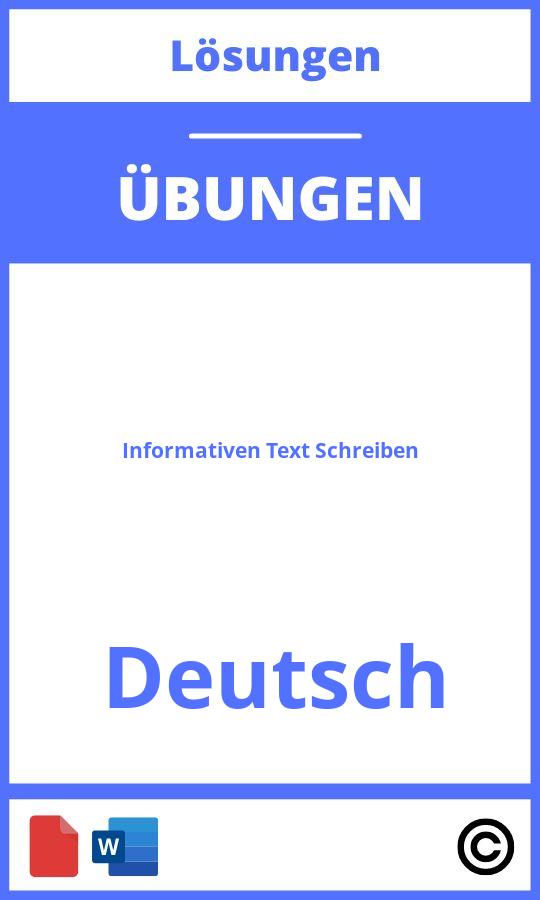Informativen Text Schreiben Übungen Pdf PDF Deutsch